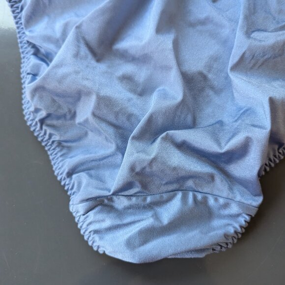 Vintage Wacoal Satin Second Skin High Cut Embroidered Panties Blue XL 84164 - Picture 9 of 12